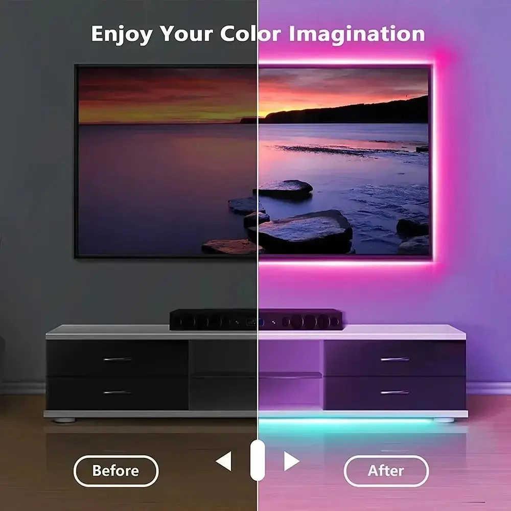 LED Strip Lights LED TV Backlights 5V USB with Bluetooth 24 Keys Remote 5050 RGB DIY Color Changing for Bedroom Party