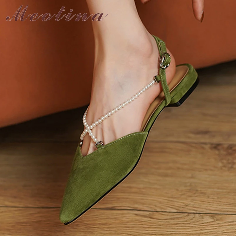 Leather Shoes Women Sling Back Green Leather Shoes Women Green