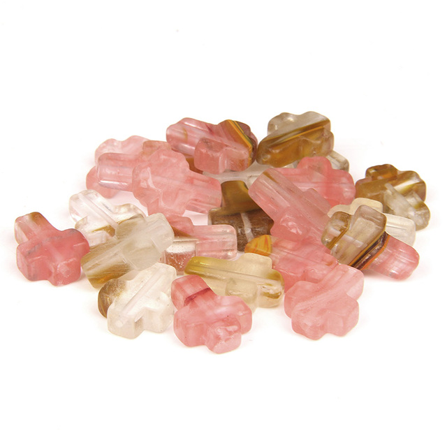 Natural Stone Crystal Tiger Eye Cross Loose Spacer Beads Charm for Women Jewelry Making DIY Necklace Bracelet Part 10pcs