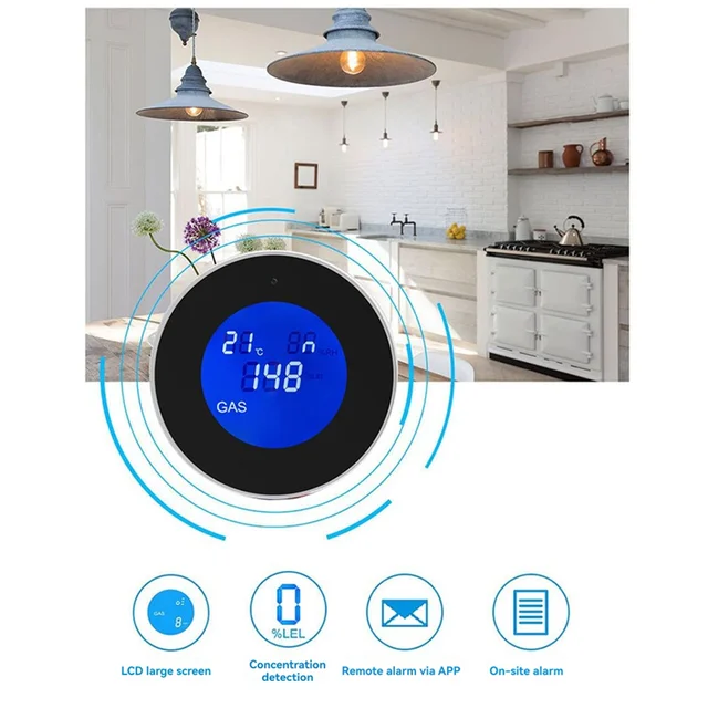 B37B-Combustible Gas Detector Combustible Gas Leak Detector With Temperature Function With LCD Display With Tuya App EU Plug 5