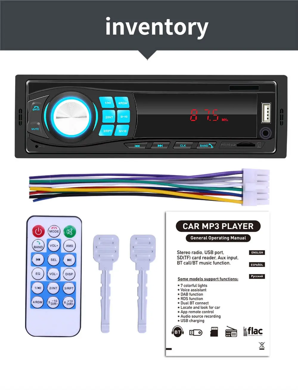 Car Radio In Dash 1 Din Tape Recorder MP3 Player FM Audio Stereo USB SD AUX Input ISO Port Bluetooth Autoradio 8013