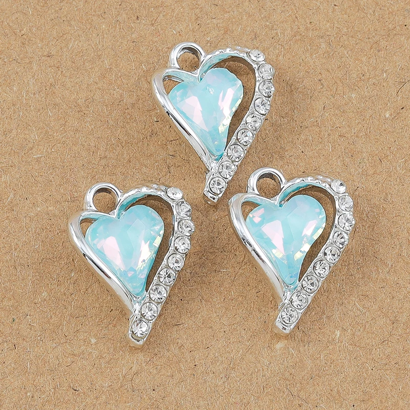 10 Stück 18*15mm Kristall CZ Liebe Herz Charms Anhänger für Schmuckherstellung DIY Ohrringe Halskette Armband Zubehör Zubehör – Detail 13