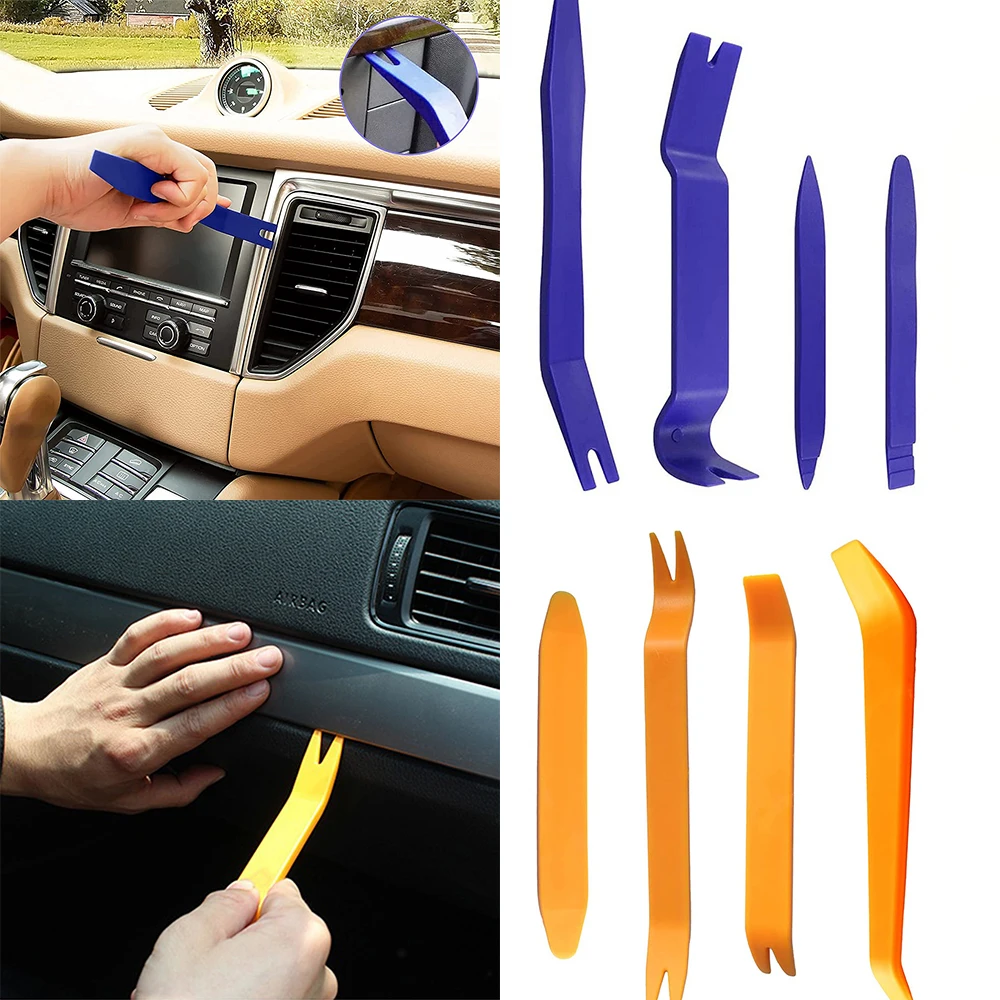 4Pcs Portable Auto Car Radio Panel Door Clip Panel Trim Dash Audio Removal Installer Pry Kit Repair Tool Pry Tool Hand Tools