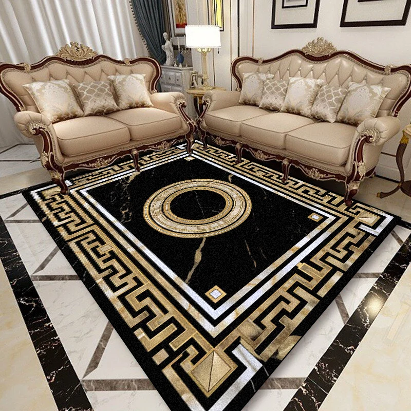 European Light Luxury Marble Carpet Living Room Decor Soft Comfortable Sofa Home Bedroom Rugs Washable Balcony Coffee Table Mat 3