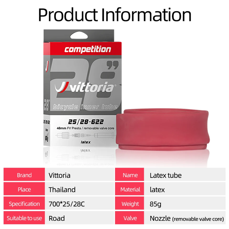 Vittoria Tubo flessibile da competizione in lattice SV 48mm Camere 28