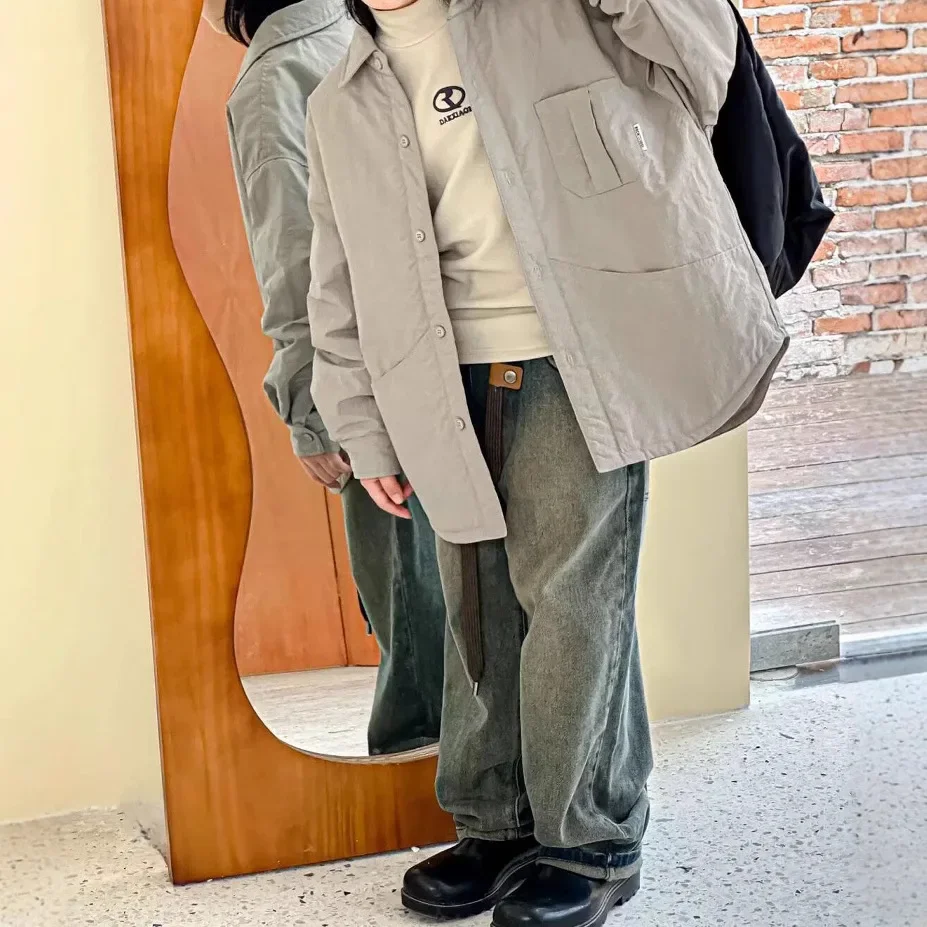 Thickened Cotton Jacket for Boys New Autumn Style Children's Outerwear Shirt Male Baby Small Cotton Coat Top for Outdoor Wear