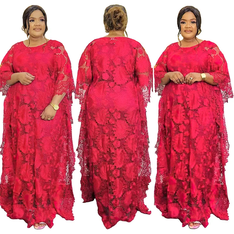 

African Party Dresses for Women Elegant Lace Africa Clothing New Muslim Fashion Abayas Dashiki Robe Kaftan Long Maxi Dress 2023