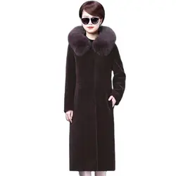 8XL Faux Fur Overcoat Middle aged Woman Long Mink Coat Female Winter New Hooded Windproof Warmth Outcoat Femme Fur Coats