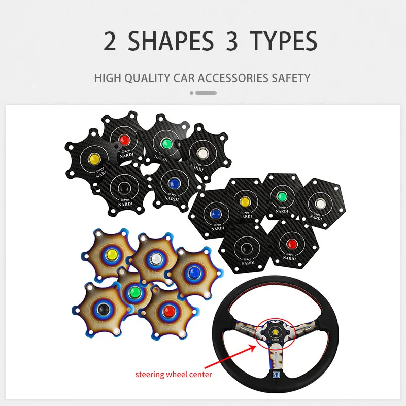 Carbon Fiber Car Steering Wheel Horn Button Cover Universal 9cm ND Racing Sport Speaker Switch Push Auto Interior Accessories