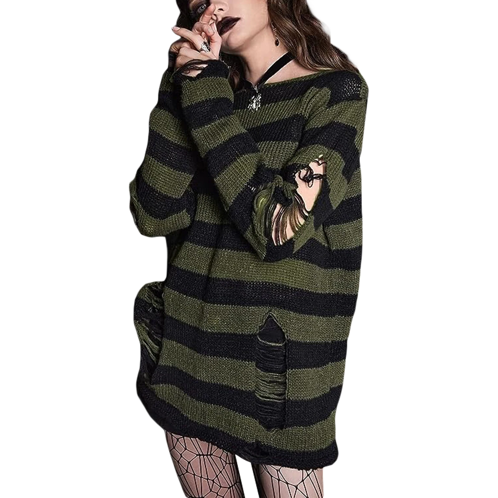 

Женское платье-свитер с принтом, круглым вырезом и длинным рукавом