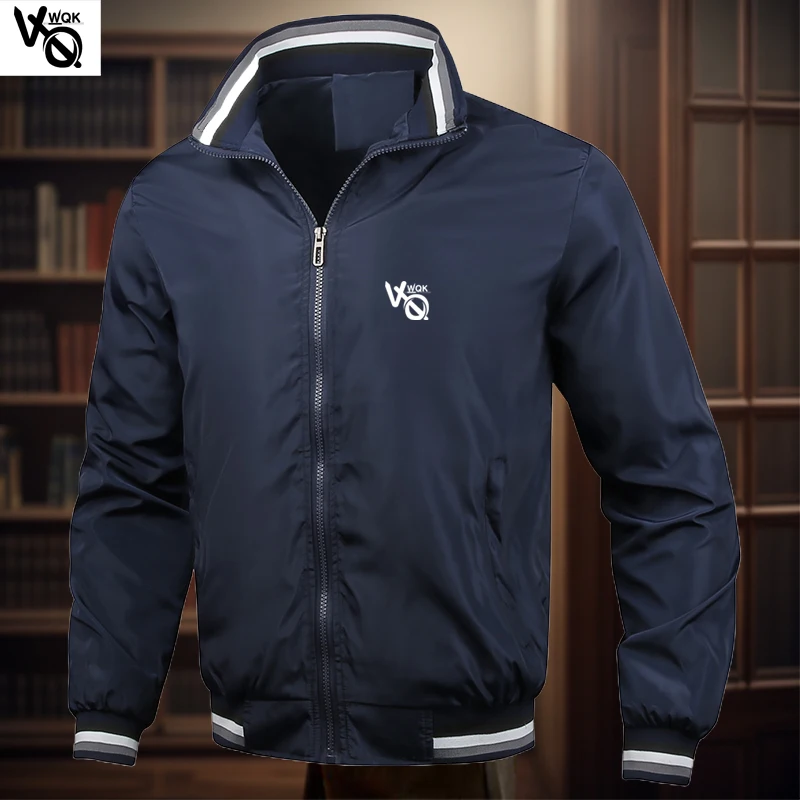VQWQK autumn/winter men's standing collar casual zippered jacket outdoor sports jacket men's windproof jacket