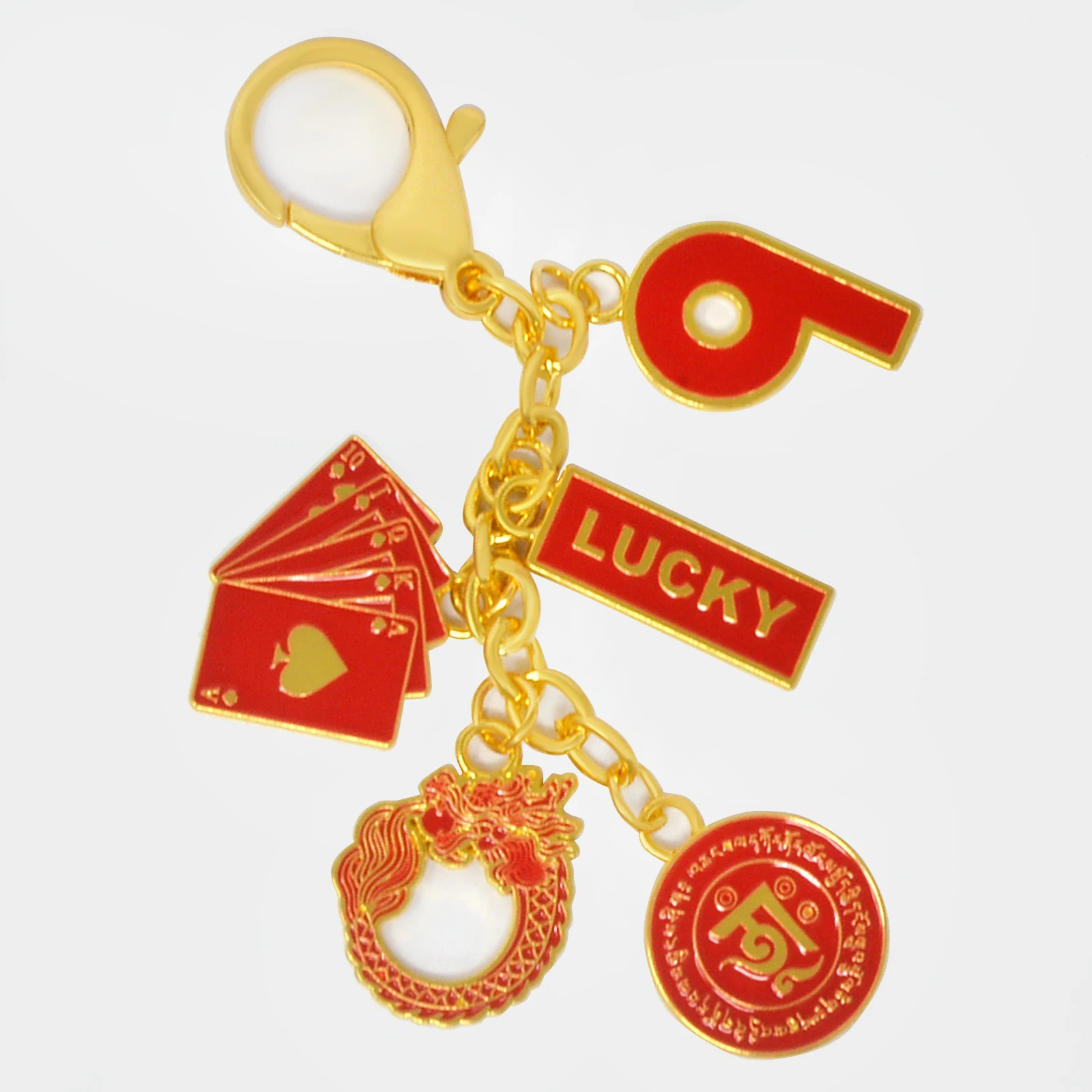 2024 Red Lucky 9 Poker Buckle The Lucky 9 Charm Keychain Bring Good Luck w5510 2