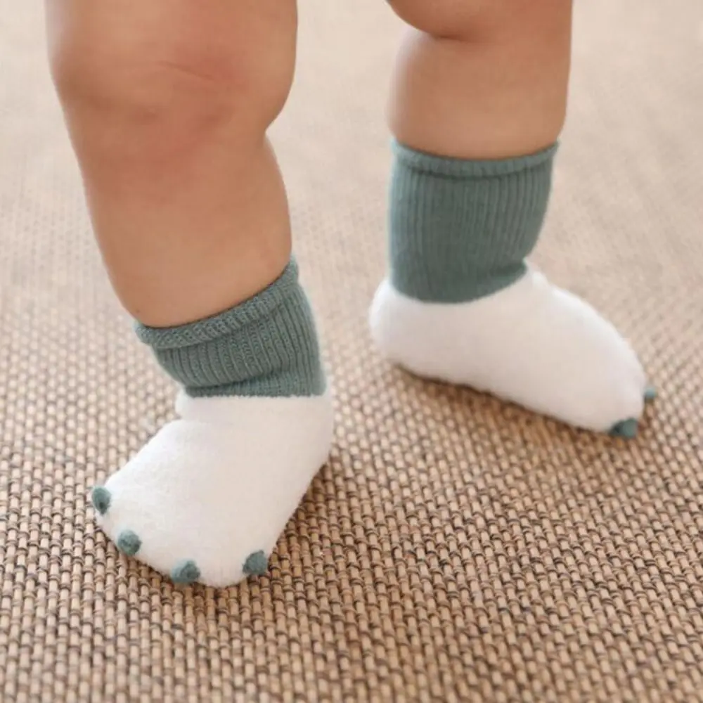 

Winter Toddler Kids Socks Cute Thick Coral Fleece Prewalker Children's Socks Newborn Baby Solid Color Baby Foot Sock