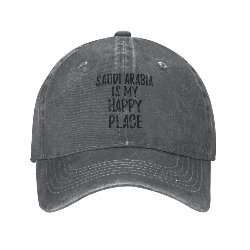 

Cotton Saudi Arabia Is My Happy Place Baseball Cap Sun Protection Women Men's Adjustable Nostalgic Traveler Gift Dad Hat Summer