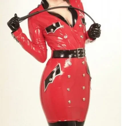 Latex Rubber Sexy Dress Cosplay Flight Attendant Uniform Party Masquerade Halloween