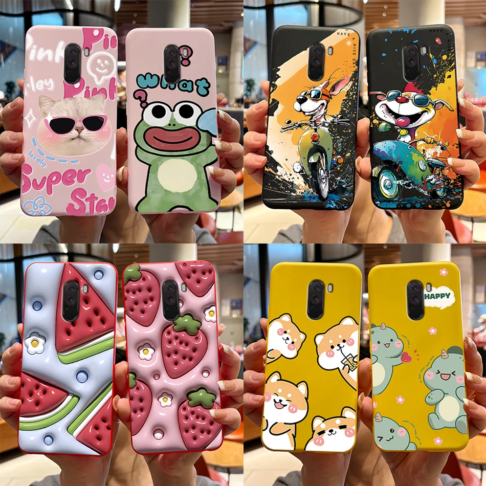 Cute Bear and Frog Cartoon Shockproof Phone Case - Soft Silicone TPU Back Cover for Xiaomi Poco Pocophone F1