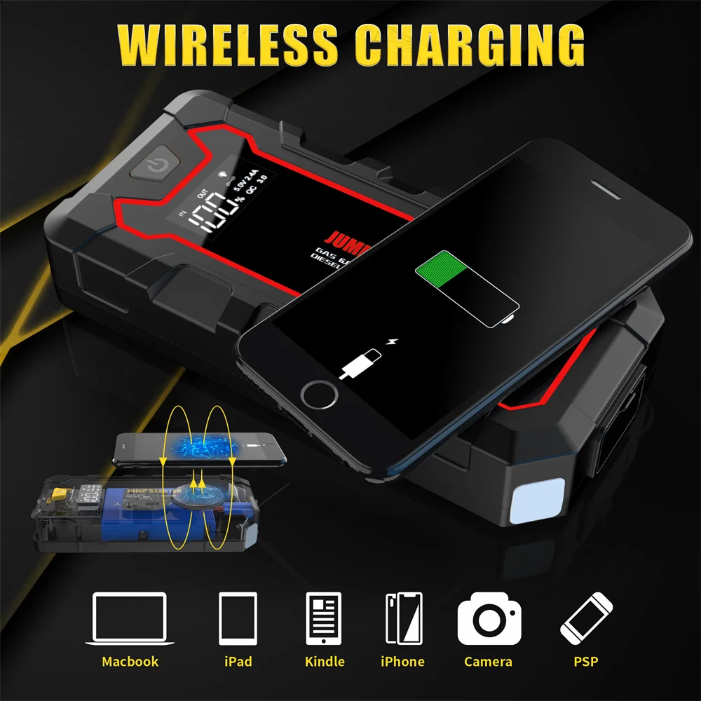24000mAh Car Jump Starter Power Bank 12V Portable Car Battery Booster Charger Starting Device Petrol Diesel Starter Buster