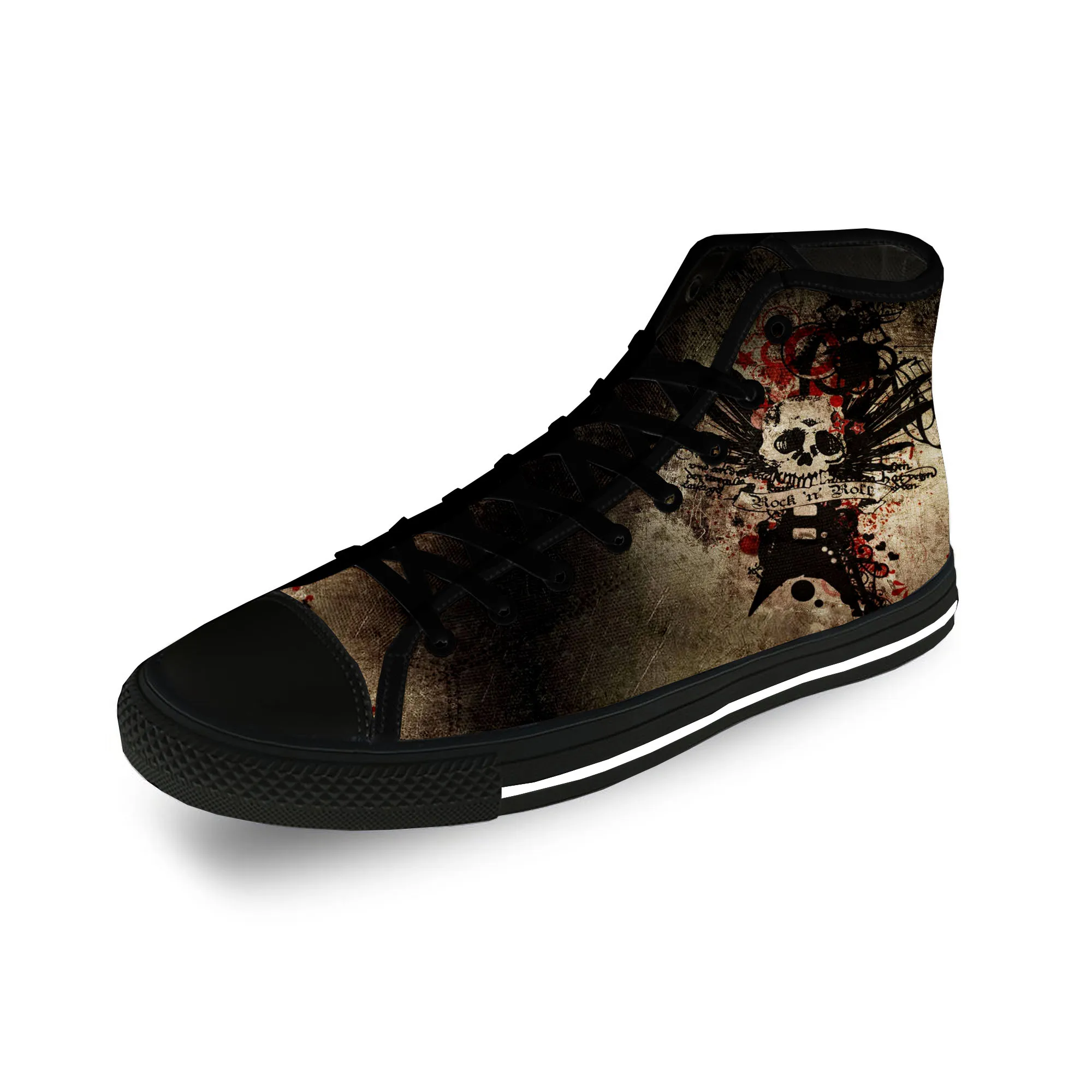 

Rock N Roll Rock Band Music Singer Guitar Casual Cloth 3D Print High Top Canvas Fashion Shoes Men Women Breathable Sneakers