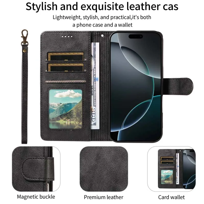 Leather RFID Flip Wallet Phone Case and Cover
