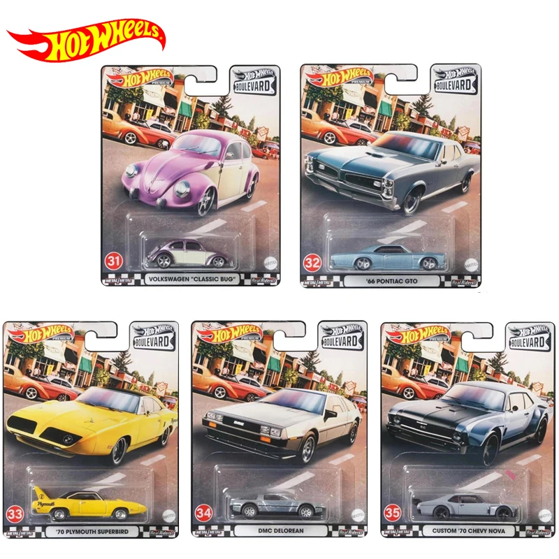 Original Hot Wheels Premium Car Boulevard Diecast 1/64 Voiture Plymouth Superbird Custom Chevy Nova Boys Toys for Children Gift