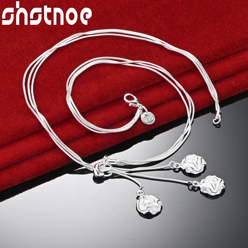 

SHSTONE 925 Sterling Silver Necklace For Woman Tassel Flower Chain Couple Trendy Party Wedding Birthday Banquet Fashion Jewelry