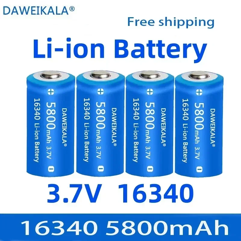 Rechargeable Lithium Batteries 5800mAh 3.7V Li-ion 16340 CR123A For LED Flashlight Travel Wall Charger