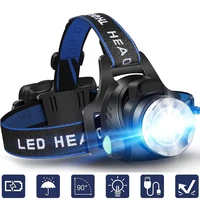 פנס ראש עם חיישן LED חזק בשימוש עם סוללה נטענת 18650, פנס קמפינג חיצוני אלומיניום עם תאורה גבוהה 1