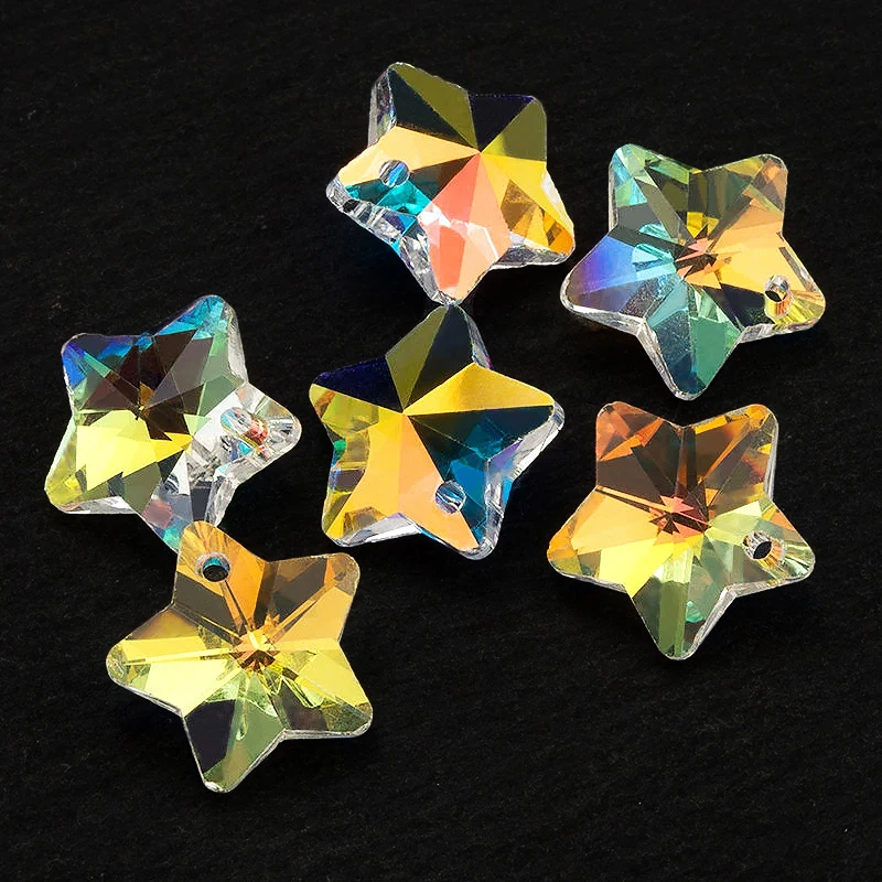 28PCS 14mm Kristall Anhänger Perlen AB Farbe Sternförmige Glas Perlen für Schmuck Machen Pentagramm DIY Ohrringe Zubehör perlen