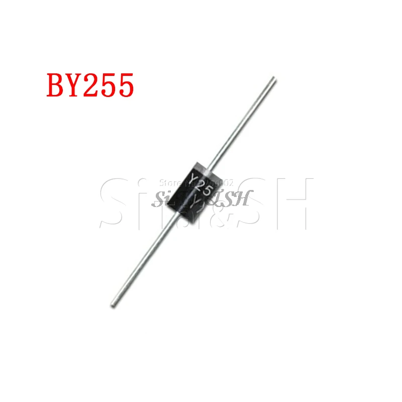 

200 шт. новый оригинальный BY255 выпрямительный диод 3A 3000mA 1300V DO-201