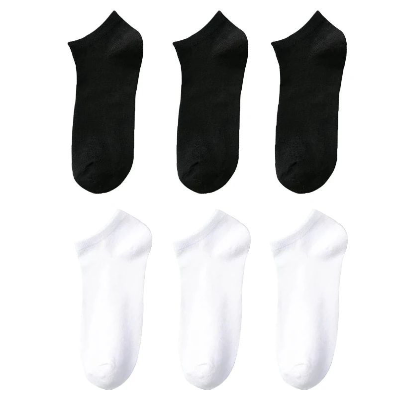 Calcetines tobilleros sólidos para mujer y hombre, conjunto de calcetines de tubo bajo, cómodos, transpirables, ropa informal, 6 pares por lote