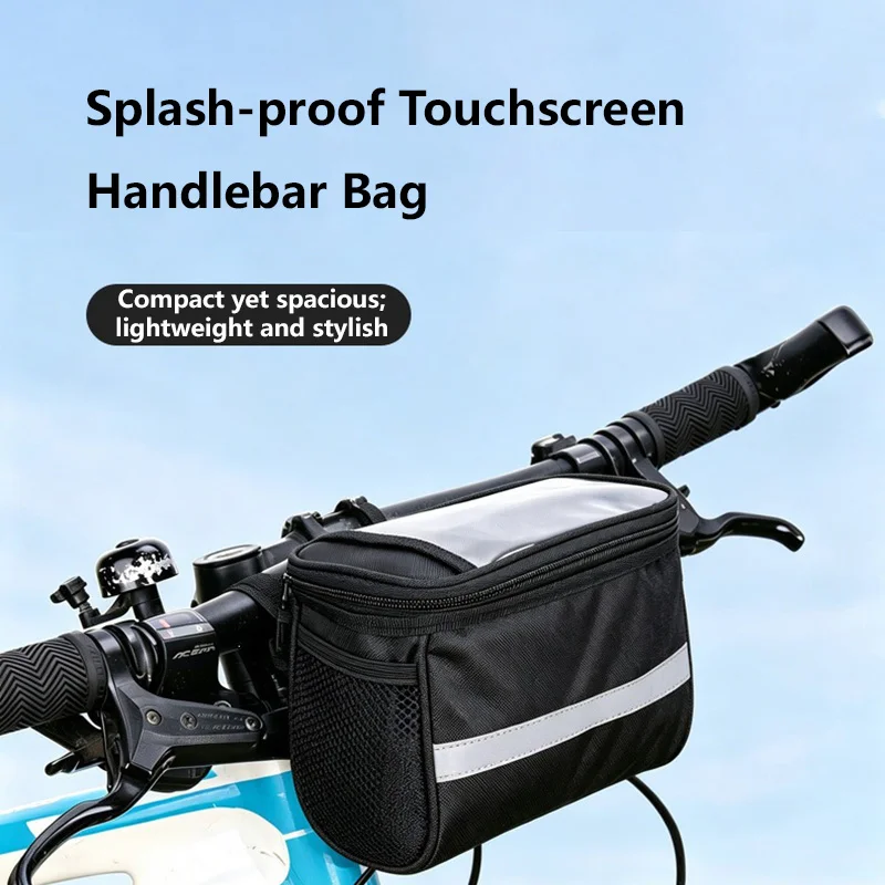 Borsa per Bicicletta da Manubrio, Grande Capacità, Attrezzatura da Ciclismo, Porta Cellulare con Schermo Touch, Multifunzionale Universale - immagine 3