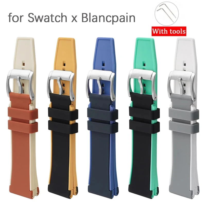 Cinturino In Silicone Morbido Da 22Mm Per Blancpain Co Branding Fifty Fathoms Fashion Diving Sports Cinturino Di Ricambio Con Strumenti