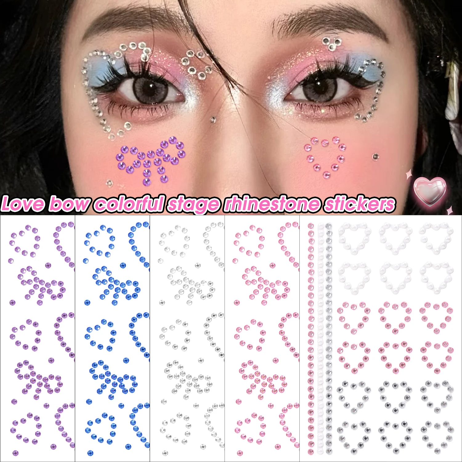 Acrylic Heart Bow Stickers for Party Costumes