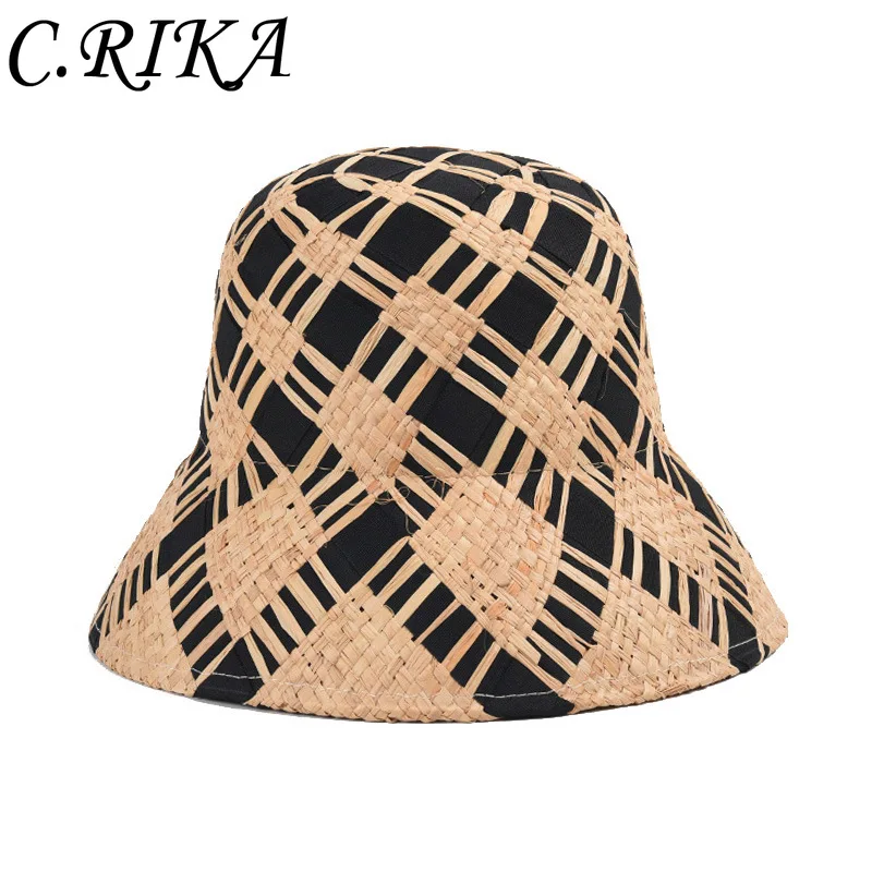 Bucket Hat Beach Hat Sun Hats 2023 New Raffia Bucket Hat Women