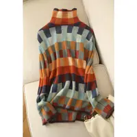 Pull d'hiver à col roulé pour femme, pull à manches longues, pulls féminins, géométrie Y2K, tout match, mode coréenne 4