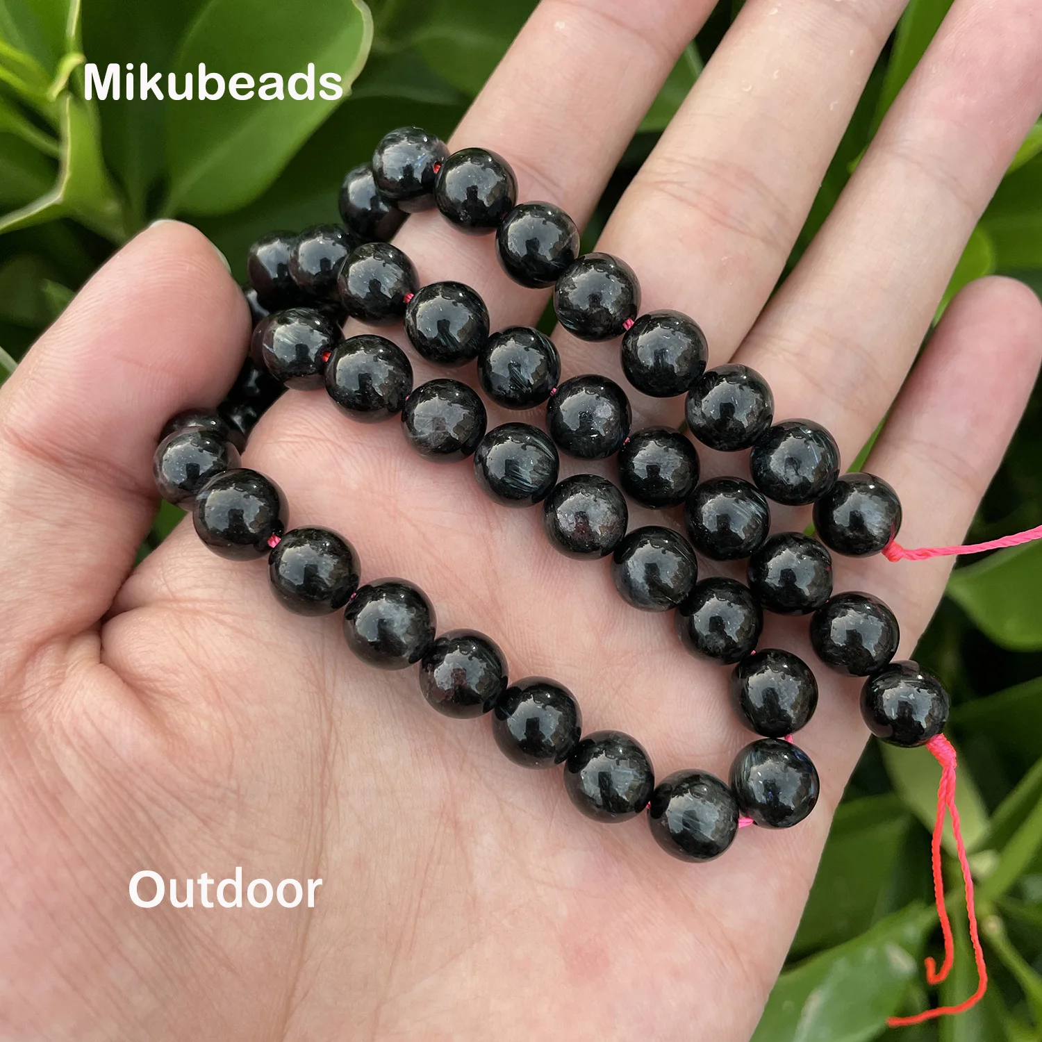 Wholesale Natural 8mm Garnet With Astrophyllite Symbiosis Smooth