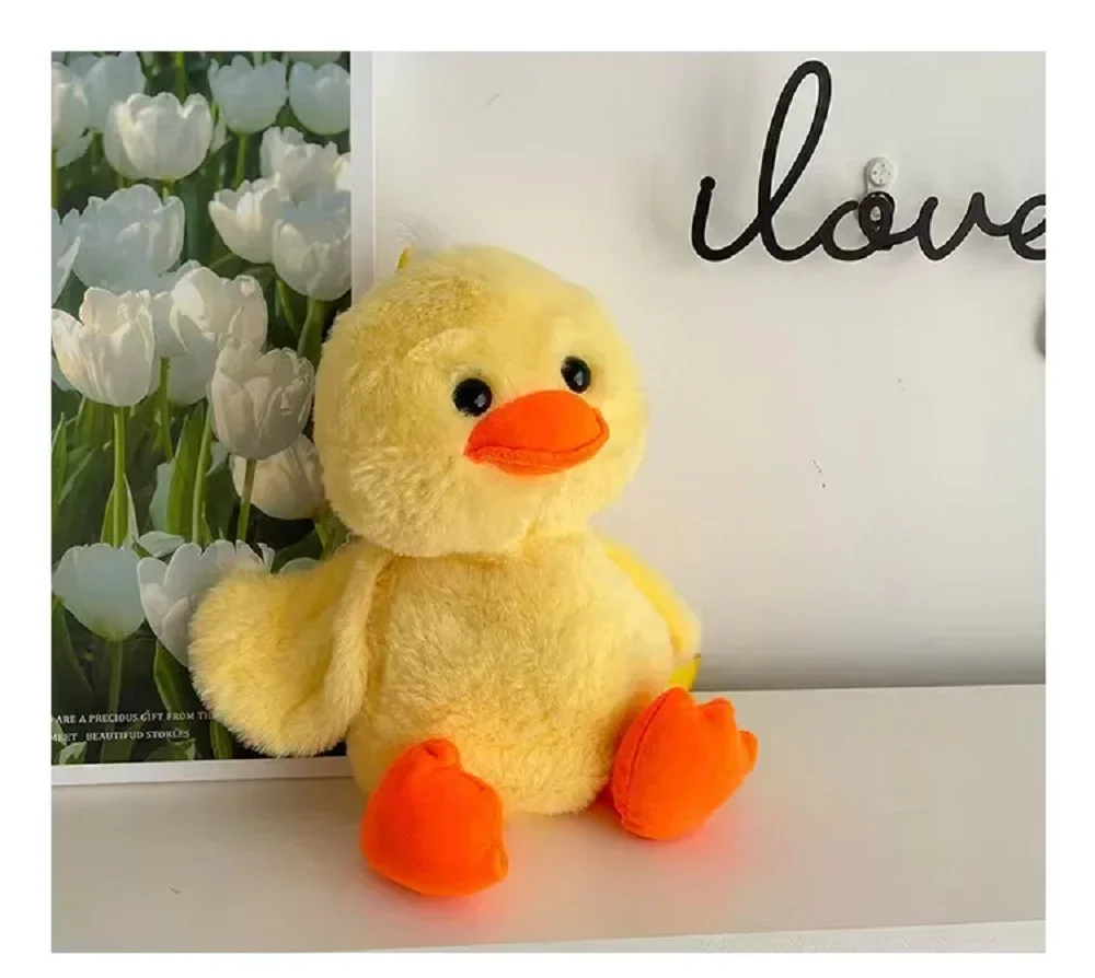 Kawaii 33cm Yellow Duck Plush Backpack Cute Cartoon Stuffed Animal Soft Schoolbag For Girls Childrens Day Gift Idea