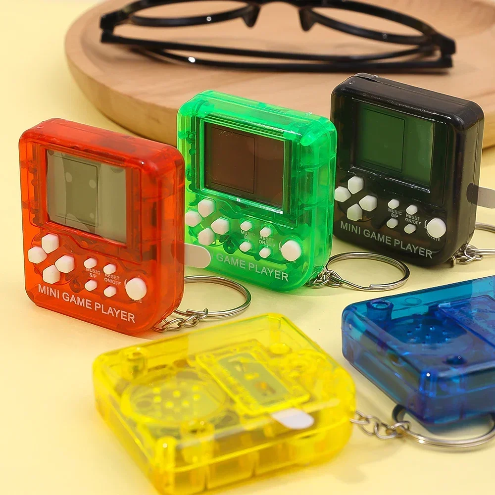 Mini Pocket Classic Game Machine Keychain Ring Anti Lost Retro Nostalgic Kid Portable Handheld Game Console Toys Gaming Player