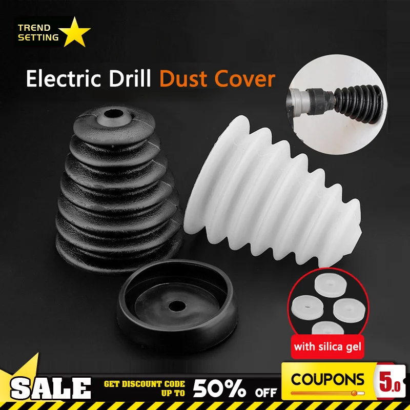 Electric Drill Dust Cover Rubber Impact Hammer Drill Dust Collector Dustproof Device Power Tool Accessories With 4 Rubber Band