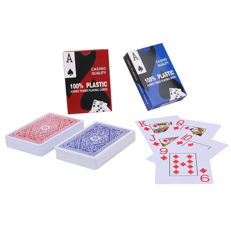 Playing Cards Plastic Playing Cards Poker Set PVC Waterproof Playing Cards 54PCS Big Character Texas Poker Set In Case Washable Flexible
