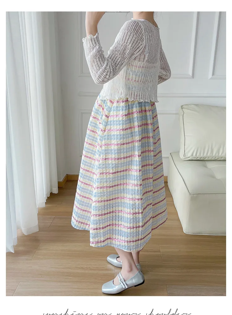 French Style Maternity Holiday Dress Block Color Striped Sleeveless Pregnant Woman Pleated Chiffon Dress Plus Size Beach Dresses 4 French Style Maternity Holiday Dress Block Color Striped Sleeveless Pregnant Woman Pleated Chiffon Dress Plus Size Beach Dresses - Image 4