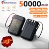 50000mAh High Capacity Solar Power 2 USB Ports External Powerbank Built Cables Solar Charger Portable LED Light Powerbank 1
