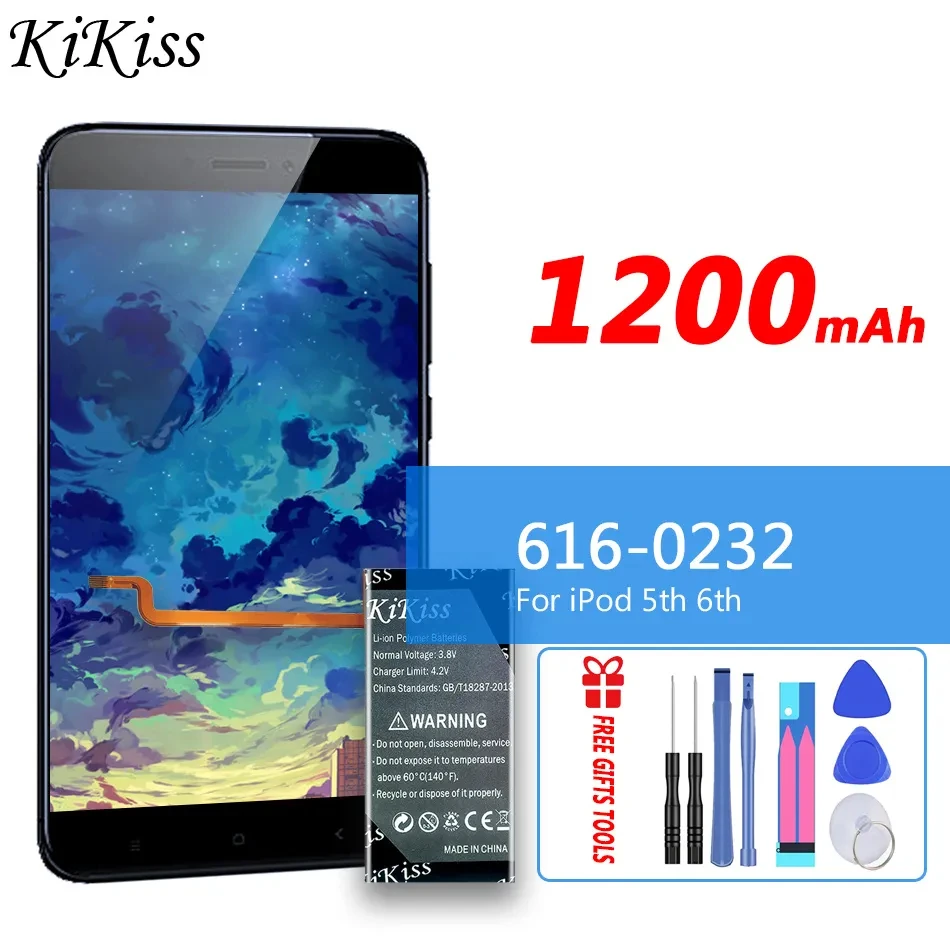 Batteria Kikiss 616-0232 6160232 1200Mah Per Ipod 5Th Video 60Gb 80Gb 6Th Gen Classic Thick 160Gb Sostituzione Bateria