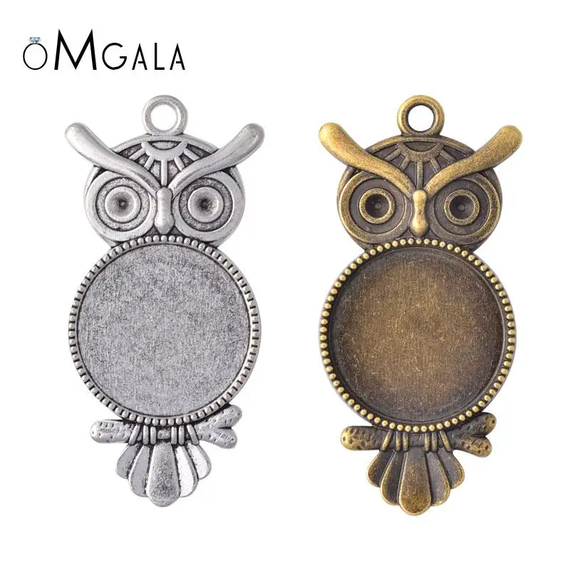 

10pcs/lot 20mm Owl Shape Cabochon Bezel Blank Trays Pendant Necklace DIY Making Jewelry Accessories Wholesale
