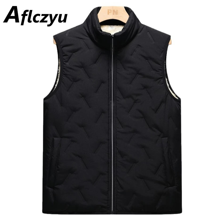 Winter Fleece Vests Men Sleeveless Jacket Fashion Casual Solid Color Vests Male Winter Warm Stand Collar Vests