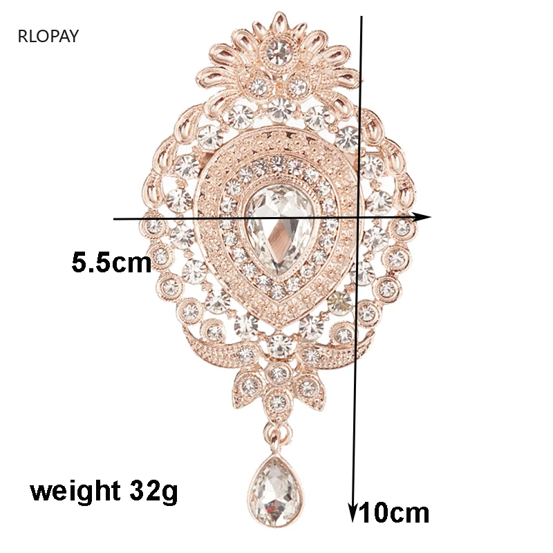 Vintage Gold Crown Bridal Brooch Crystal Jewelry Women Brooches