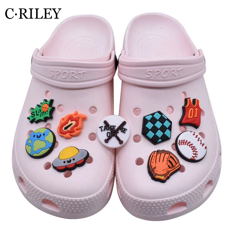 

16pcs WholeSale Baseball Football Balls PVC Shoe Buckle Sneakers Souvenir Croc Charms Cartoons Decorations Kids Gifts