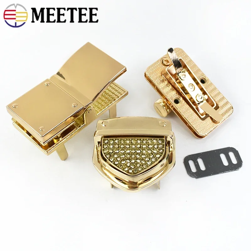 1/2Pcs Meetee 골드 금속 잠금 걸쇠 회전 트위스트 잠금 클로저 스냅 클립 버클 DIY 가방 지갑 하드웨어 수리 액세서리