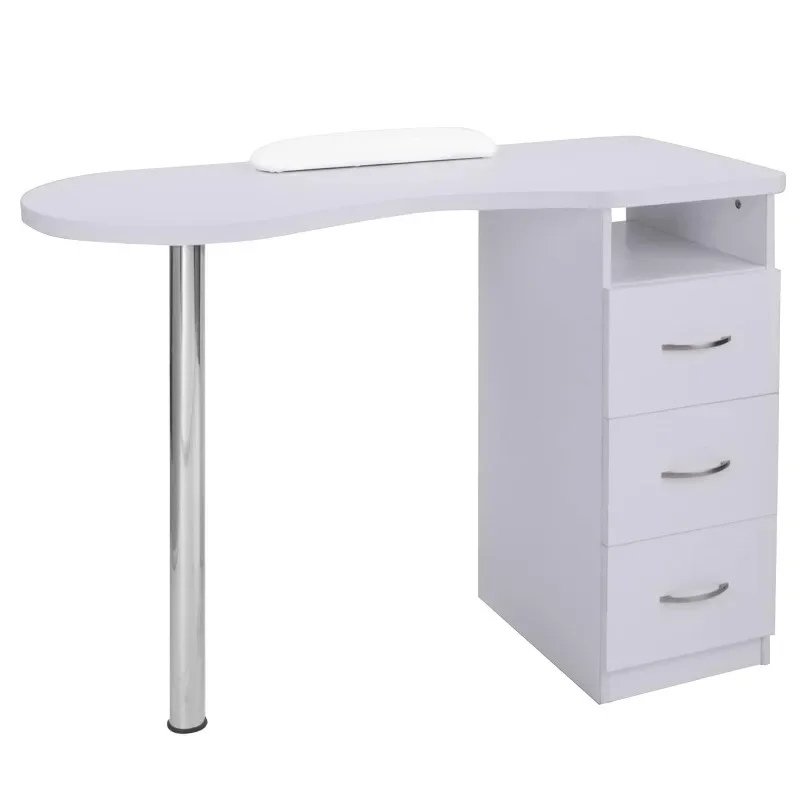 

Manicure Table Nail Desk with 3 Drawers & Arm Rest Cushion , Beauty Spa Salon Home Wooden Technician Workstation