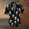 Summer Fashion Skull Cross Pattern Horror Men's Short Sleeved Printed Shirt Street Trend Party Men's Oversized Top SIZE S-5XL 1